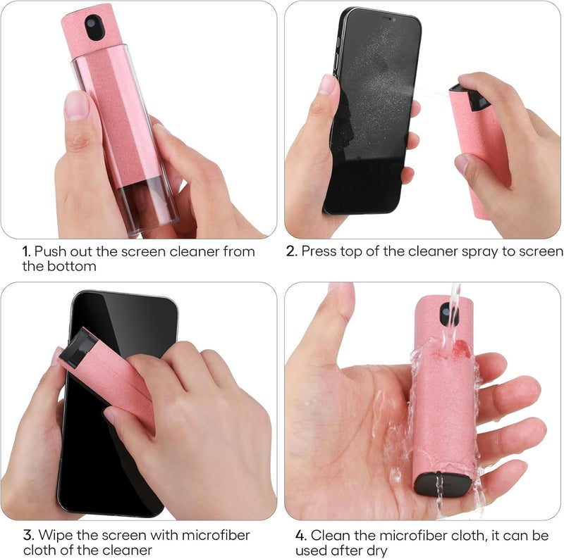 usefulpro Fingerprint Proof Screen Cleaner,3 in 1Touchscreen Mist Cleaner Spray Wipe Cleaner,Safe for All Phones, Computer, Laptop, Tablet and Car Screen(Grey Pink) - Image 2